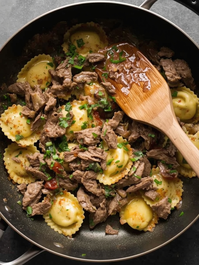 Garlic Steak Tortellini steps