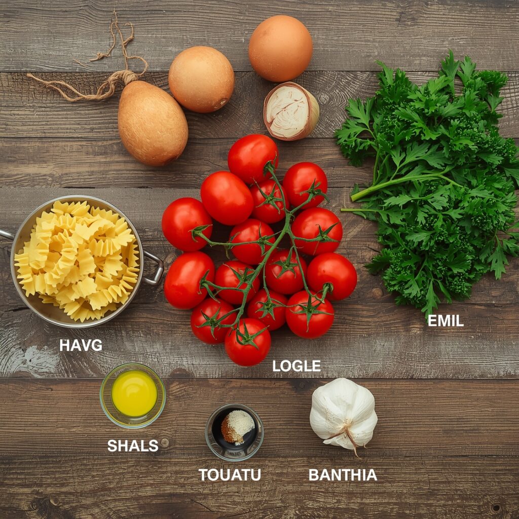 Tomato Garlic Pasta ingredients