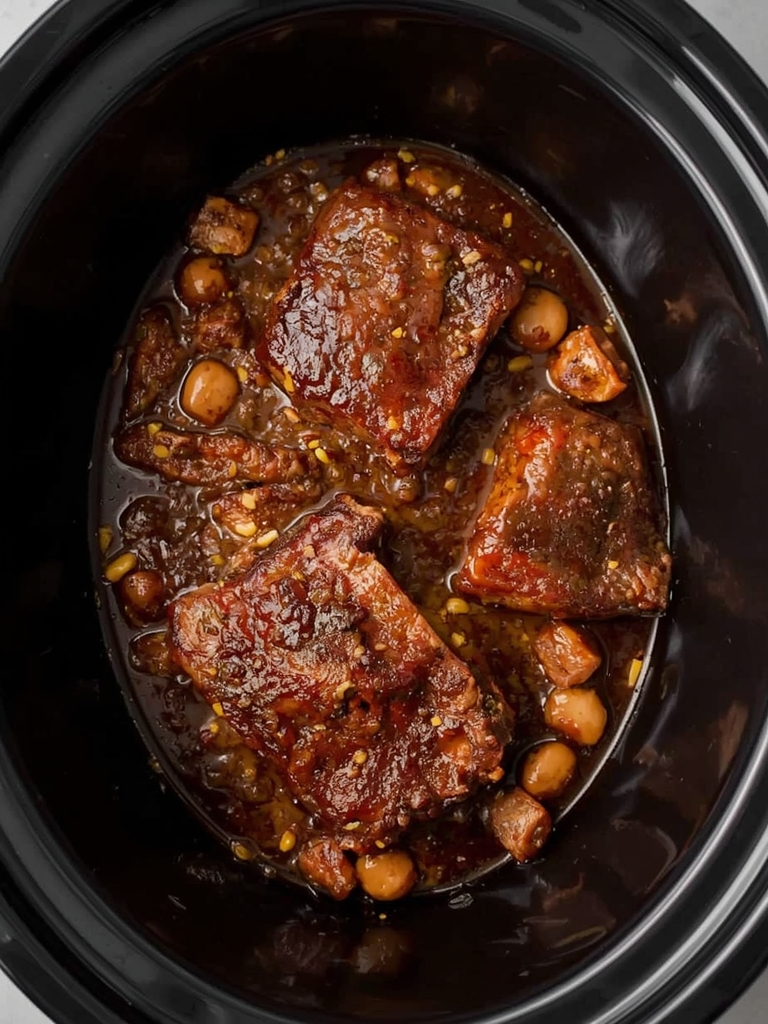 beef ribs in crock pot steps