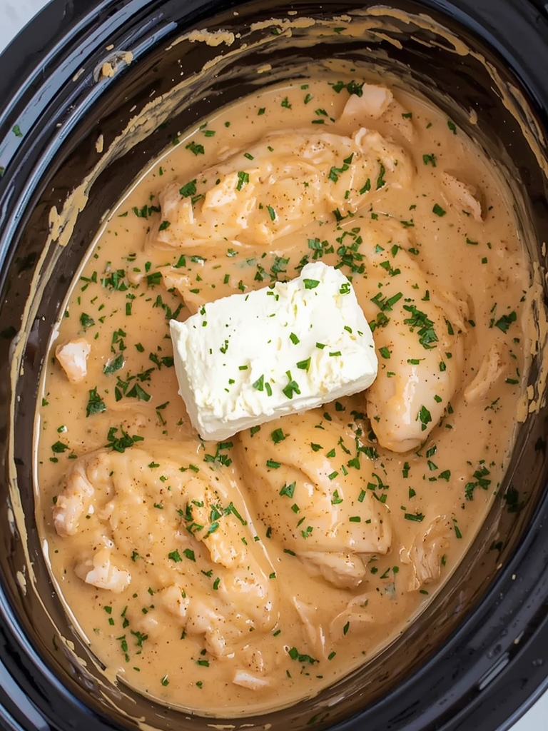 chicken and cream cheese slow cooker steps