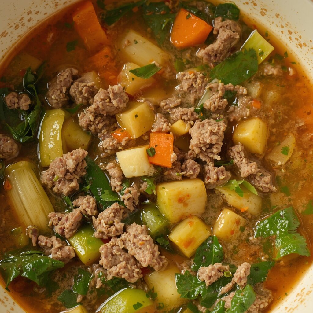 vegetable soup with ground beef ingredients