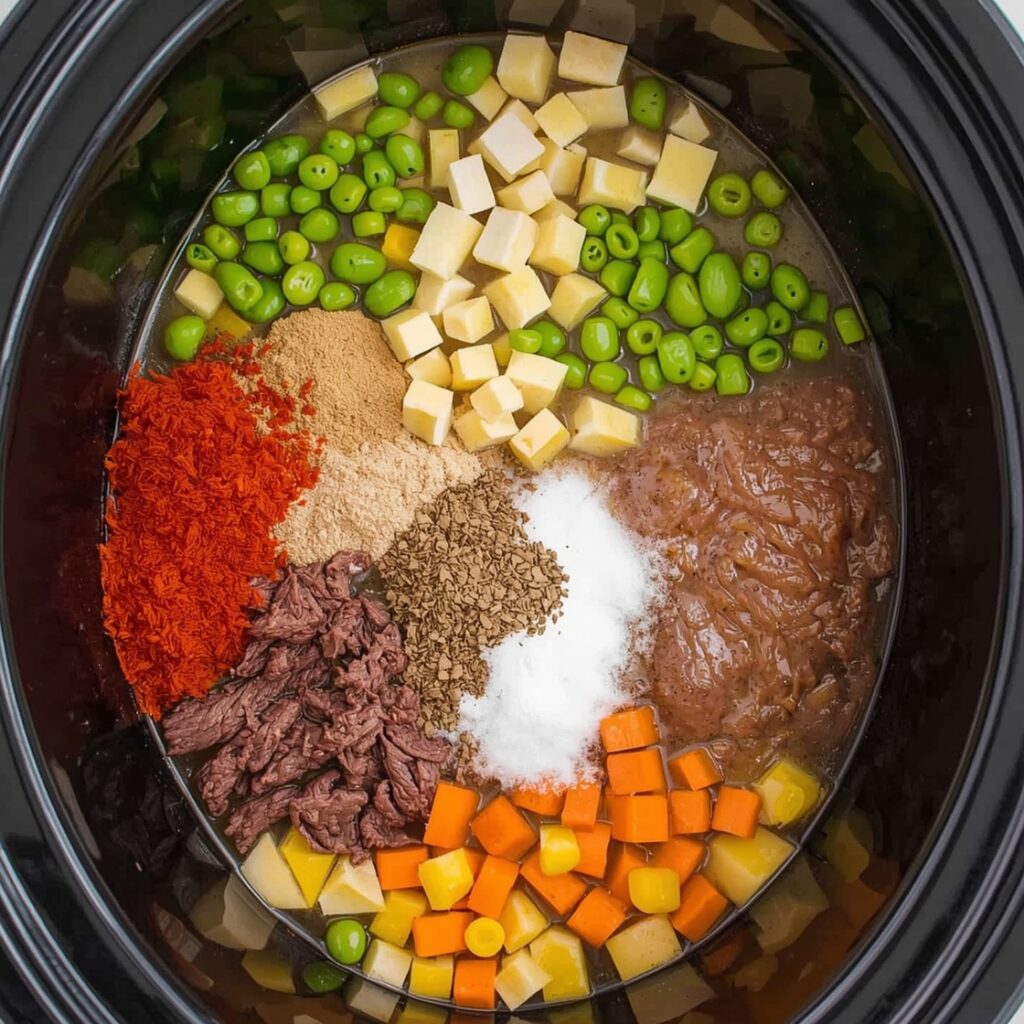 veggie beef soup in crock pot ingredients