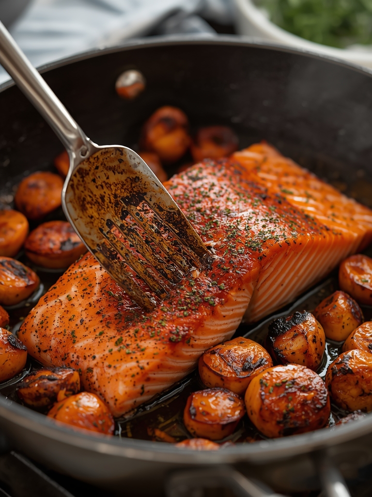 baked red salmon steps